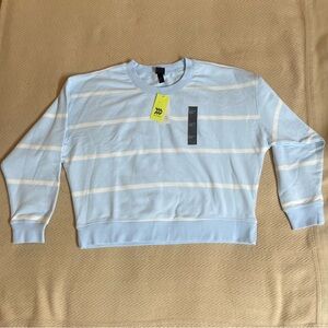 All in Motion Light Blue and Cream Crewneck Sweater